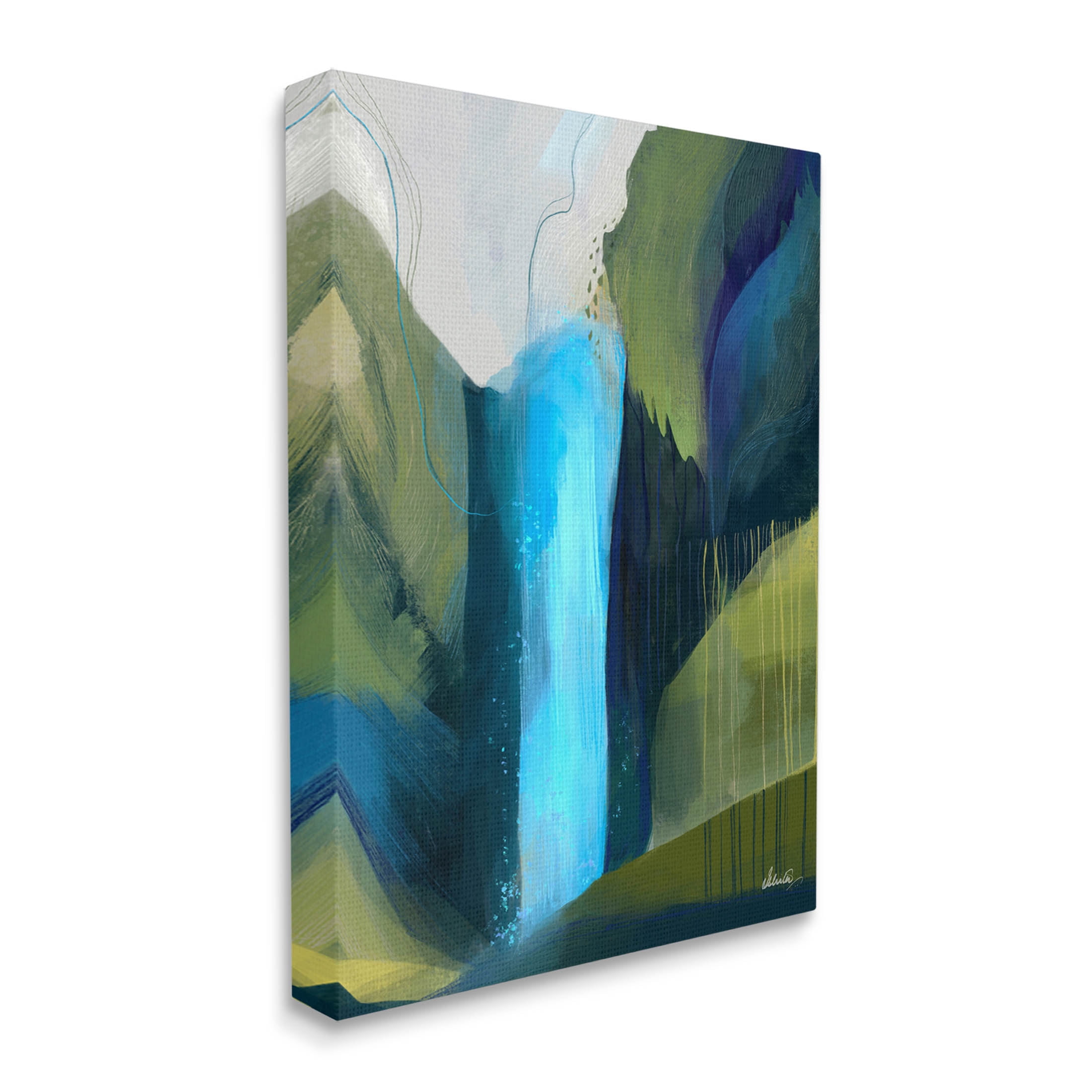 Abstract Waterfall Layered Landscape Abstract Graphic Art Gallery Wrapped Canvas Print Wall Art