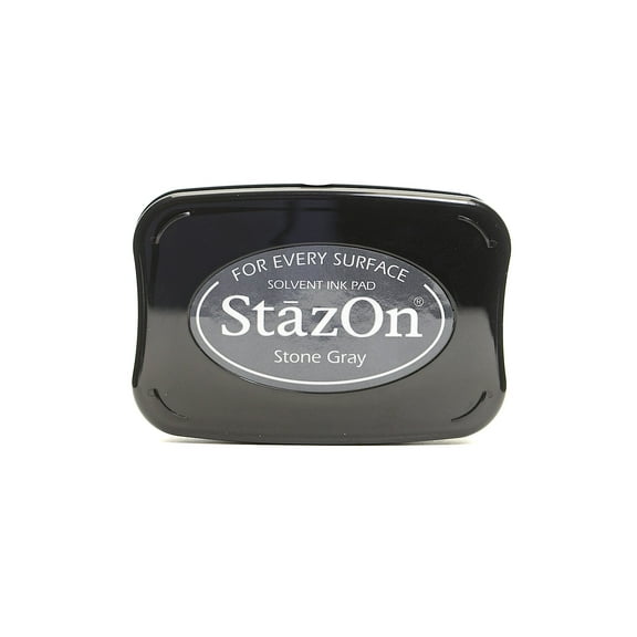 StazOn Solvent Ink stone gray, 3.75 in. x 2.625 in., full-size pad (pack of 2)