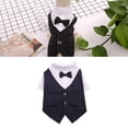thumbnail image 4 of Traje para perro Bling Bling pajarita suave Camisa rayas azul marino, 4 of 10