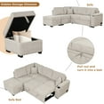 thumbnail image 6 of 87" W Sectional Sleeper Couch with Storage, 2 in 1 Pull-Out Sofa Bed with Storage Ottoman, L-Shape Linen Corner Sofa & Couches with Chaise for Living Room Small Apartment, 6 of 9