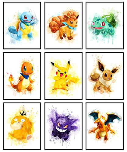 8 X 10 Inch Unframed Set Of 12 Pokemon Poster Pokemon Poster Wall Art Decor 