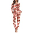 thumbnail image 2 of Renewold 2 Pieces Ladies Comfort Pajamas Daily Wear Christmas Family Pajama Sets HO-HO-HO Long Sleeve Tee Pants with Pockets Women Casual Athletic Clothing Sleepwear Size M, 2 of 5