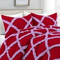 thumbnail image 2 of D.N.G. BEDDINGS 5 Piece Luxury Two Tone Diamond Ruffle Pattern Comforter Set Premium Super Soft, All Season 800 Thread Count, 100% Egyptian Cotton, Twin/Twin XL Size Lilac/Red Solid Color, 2 of 4