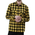 thumbnail image 2 of FastRockee Mens Flannel Shirt Long Sleeve Plaid Shirts for Men Button Down Shirts Soft 100% Cotton Casual Regular Fit Yellow Small, 2 of 6