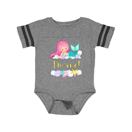 

Inktastic I m 1 Mermaid with Pink Hair and Shells Gift Baby Boy or Baby Girl Bodysuit