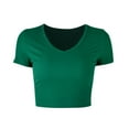 thumbnail image 3 of Women's Fashion Rayon Ribbed Slim Fit V Neck Short Sleeved All Base Top Womens Solid Tees Summer Tops for Women Casual Burnout Tee Shirts Casual T Shirt Top Juniors Active Shirts Medium Short Athletic, 3 of 3