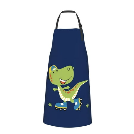 

Bingfone Dino Playing Roller Skate Cartoon Dinosaurs Apron Gifts For Men Women Professional Grade Chef Apron For Kitchen Bbq & Grill