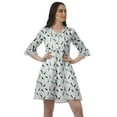 thumbnail image 1 of Moomaya Robe Mini à Cordon Imprimée pour Femmes Col en V Manches à Volants Robe d'Été, 1 of 4