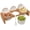 Bamboo, variant on 10 Pcs Condiment Pot Serving Dish Set, Hosting Essentials, Premium Acacia Solid Wood Raised Display Server Tray and 3 Ceramic Ramekin Dip Bowls with Lids and Spoons