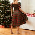 thumbnail image 6 of XIYON Dress For Women Fashion Checked Mid Sleeve Casual Long Dress Elegant, 6 of 6