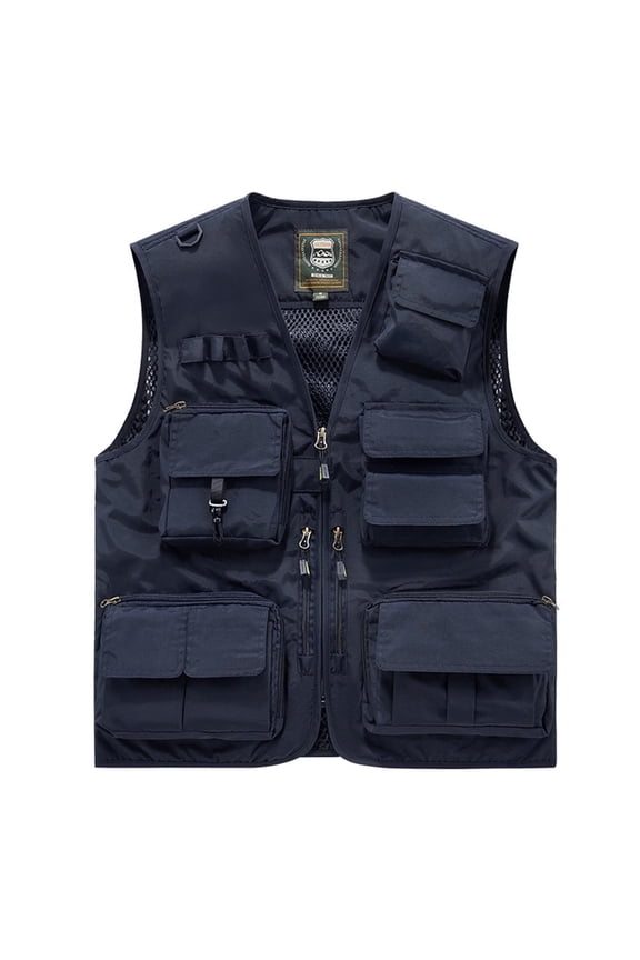 Men's Fishing Vest Utility Detachable Summer Vests with Muti Pockets for Sai Travel Outdoor Work Photo Cargo Fly Navy