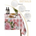 thumbnail image 5 of Pink Spring Floral Rectangle Tablecloth, Watercolor Flowers Butterfly Checkered Waterproof & StainResistant Tablecloth, Washable Oil-proof Table Cover for Dining/Party/Wedding/Buffet 60x120 In, 5 of 9