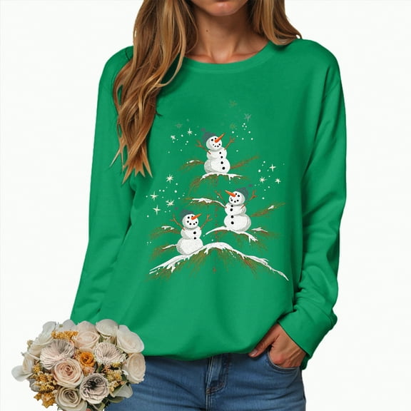 UngA Women Christmas Sweatshirt Merry Christmas Long Sleeve Xmas Holiday Christmas Lights Pullover Shirts Sweatshirts for Women (Green,L)
