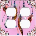 thumbnail image 3 of Metal Light Switch Plate Cover Beaded Feather Flower Strings Pink DRM012, 3 of 13