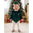 thumbnail image 4 of Cenuakty Baby Girl Christmas Outfit Long Sleeve Velvet Ruffle Romper and Headband, 4 of 9