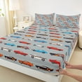 thumbnail image 3 of Castle Fairy Kids Children Colorful Car 4pcs Bed Sheets,Transportation Theme King Sheets,Cartoon Truck Super Cozy Sheet Set,Microfiber Bedroom Decor, 3 of 7