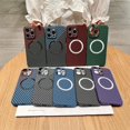 thumbnail image 2 of Magnetic Carbon Fiber Texture Fine Hole Camera Protection Phone Case For iPhone 16 15 14 Plus 13 12 11 Pro Max Shockproof Cover black For iPhone 12 ProMax, 2 of 6
