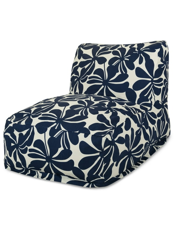 Majestic Home Goods Indoor Outdoor Navy Plantation Chair Lounger Bean Bag 36 in L x 27 in W x 24 in H
