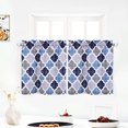thumbnail image 1 of Volkmi 25CM 2Pcs Morocco Print Polyester Cotton Kitchen Tiers Room-Darkening Rod Pocket Small Window Curtain Set (Dark blue grey), 1 of 4