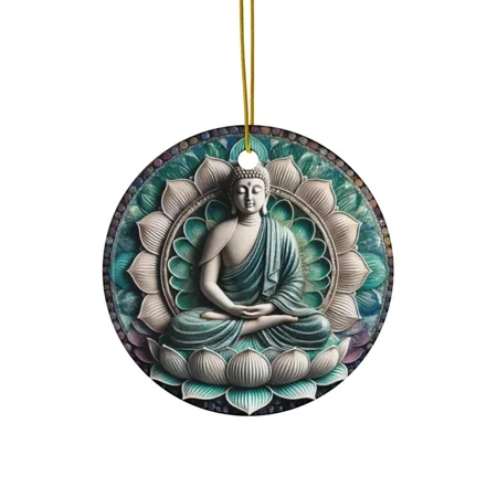 Vesco Buddha Meditating on Lotus Flower with Peaceful Aura - Printed on Ceramic 1PC