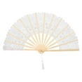 thumbnail image 4 of VIFERR Elegante Abanico Plegable de Mano de Encaje Hueco de Estilo Chino Vintage para Fiesta Nupcial decoración de Boda Prop(Blanco), 4 of 8