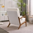 thumbnail image 5 of Ktaxon Mid Century Modern Accent Chair, Teddy Velvet Fabric Armchair, High Back Single Sofa with Solid Wood Frame Teddy White, 5 of 9