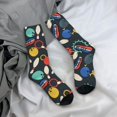 thumbnail image 5 of Daiia Bowling Ball Print Crew Socks – Soft Breathable Long Socks for Men & Women, Moisture-Wicking & Comfortable Daily Wear Socks, One-Size Fits Most (US 5-11), 5 of 6