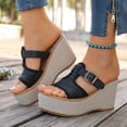 thumbnail image 2 of Dakaela Women Platform Wedge Sandals 2026 Non Slip Comfortable Espadrille Slides with Arch Support Summer Hollow out Work High Heels Black 9, 2 of 9