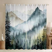 Manfei Smoky Jungle Blackout Curtains Set of 2 (52x84 Each) for Female Men Women,Woodland Tree Window Curtains,Botanical Plants Curtains and Drapes,Ultra Soft Home Decor