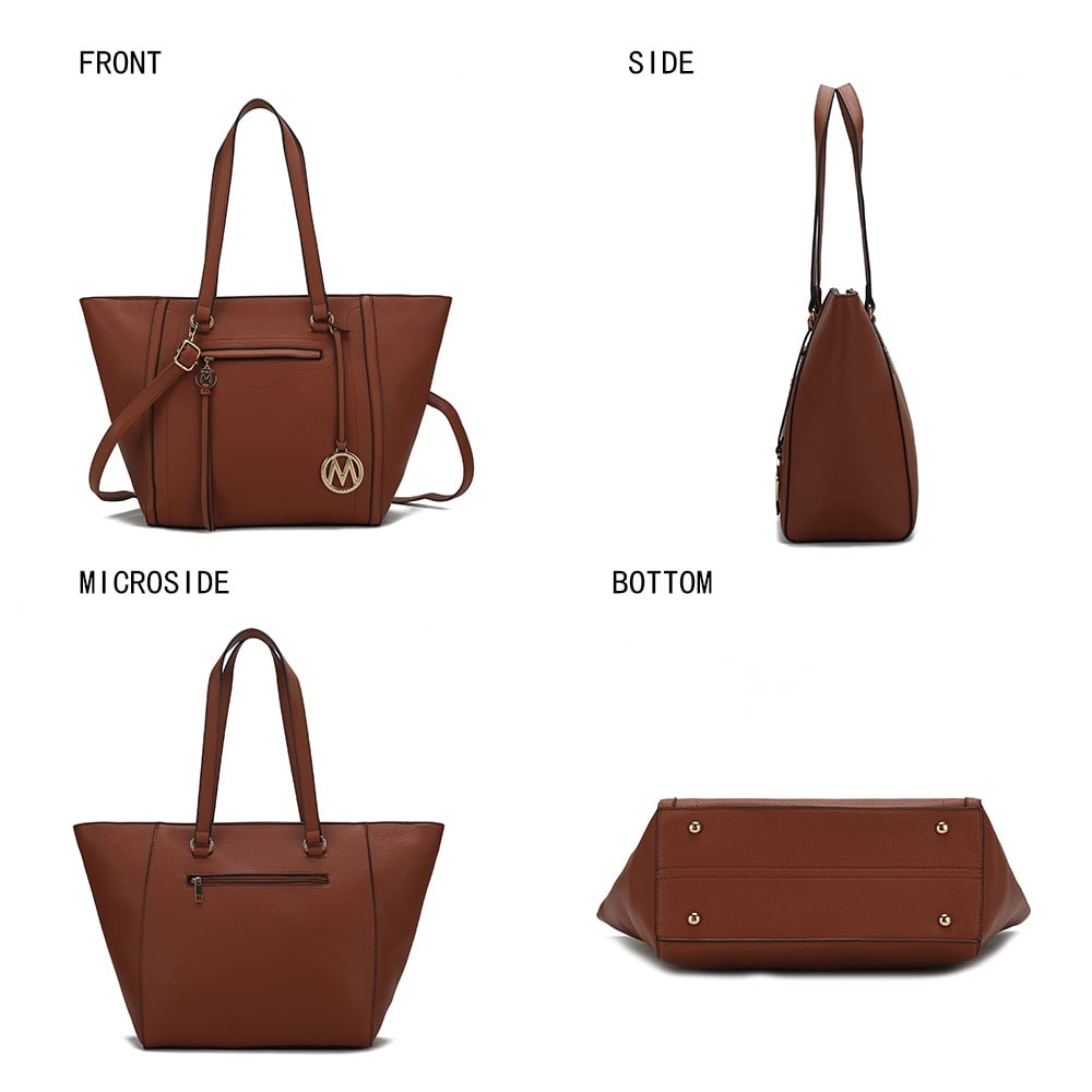 MKF Collection Alexandra Vegan Leather Women's Tote Handbag & Wallet 2-Piece Set by Mia K. - Pink