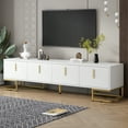 thumbnail image 2 of EUROCO TV Stand Up to 80" Television,Entertainment Center with Storage,4-Doors Media Console Table with Metal Handle,Gold Legs,Adjustable Shelves,Living Room, Bedroom Furniture,White, 2 of 8
