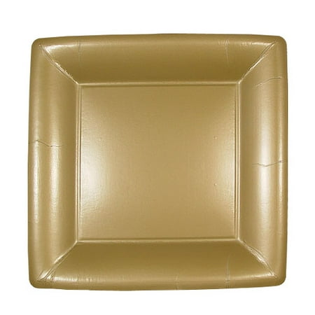 - Lillian Dinnerware, Square Paper Plate, Gold, 7