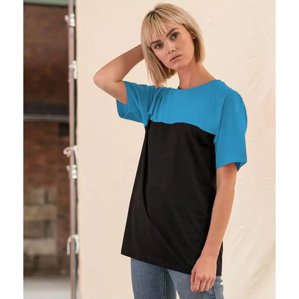 Awdis - Camiseta Just Ts Colores Sólidos para Adultos Unisex (Negro, Azure)