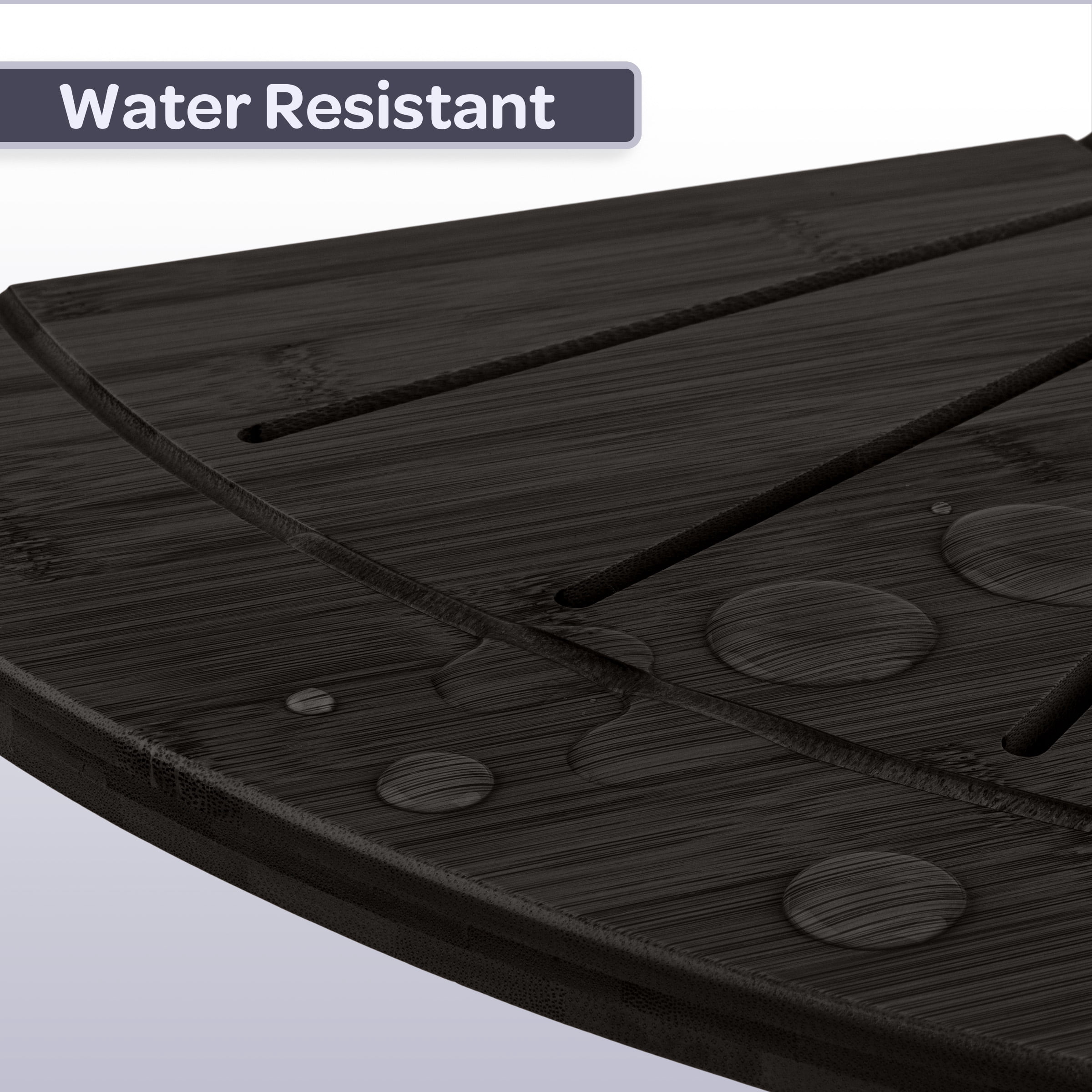 Lavish Home Corner Shower Bench, Black, Water Resistant, Bamboo Construction