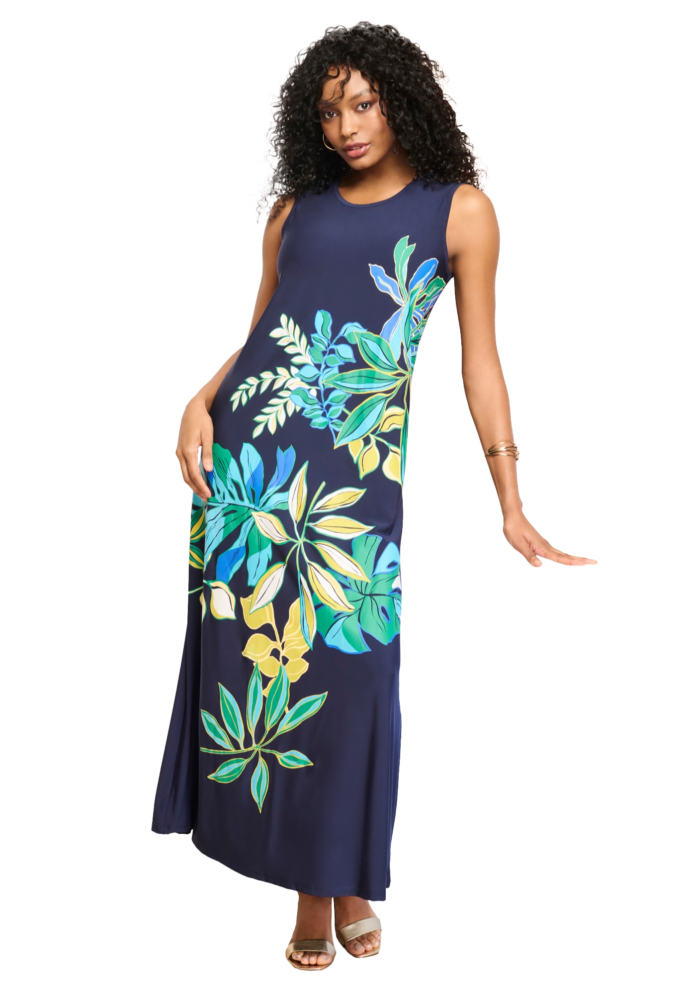 Roaman's Women's Plus Size Printed Maxi Dress - Walmart.com