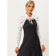 thumbnail image 4 of Bolero transparente de ganchillo elegante con cuello alto y hombros descubiertos de encaje para mujer Blanco L, 4 of 6
