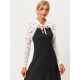 thumbnail image 4 of Bolero transparente de ganchillo Allegra K encaje cuello alto Blanco M, 4 of 6