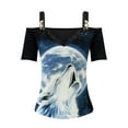 thumbnail image 7 of IROINNID Ladies Long Sleeve T Shirts Broken Floral Printed Loose V-Neck Short Sleeve Tunic Shirt Blouse Tops,White, 7 of 7