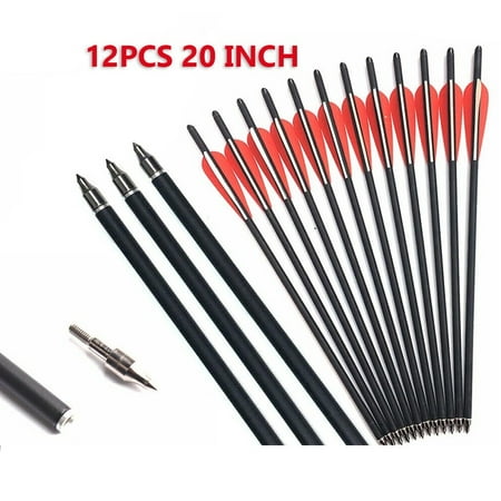 Cocobaby 12Pcs 20 inch Carbon Crossbow Bolts Arrow 8.8mm Moon Nocks Archery For Hunting