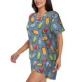 thumbnail image 2 of Daiia Fruit Ice Cream Pattern Womens Pajama Sets Short Sleeve Pajamas for Women Sets Soft Lounge Sets Casual Round Neck Sleepwear PJS-Small, 2 of 7