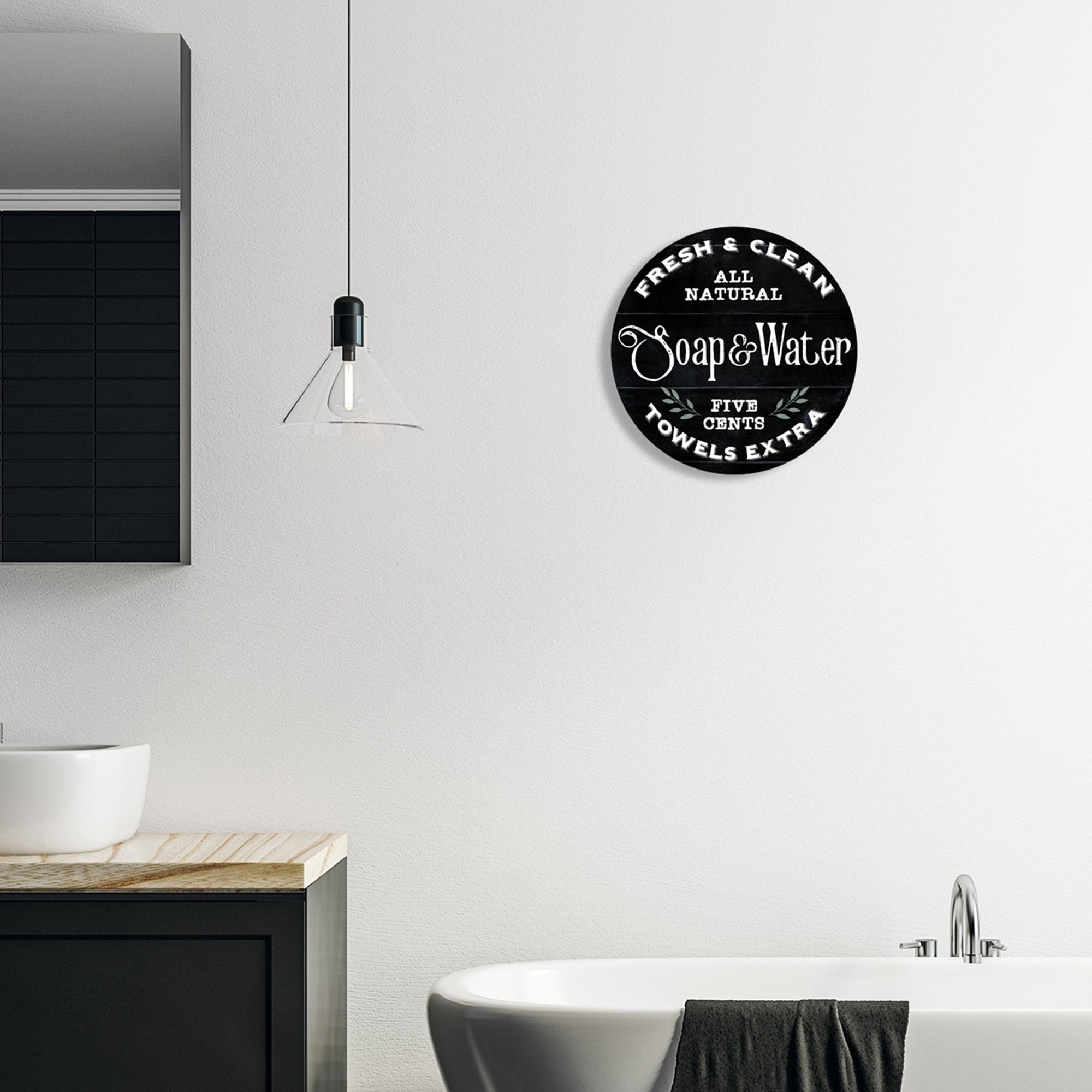 Stupell Industries Fresh & Clean Bathroom Sign Vintage Soap and Water,12 x 12,Design By Lil' Rue