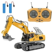 RUIG Remote Control Excavator Toy for 6-12 yr Boys, Best Birthday Gifts for Kids 4-7 8 9 10 11 Year Old, RC Construction Toys with Metal Shovel, Lights, Sounds 2.4Ghz