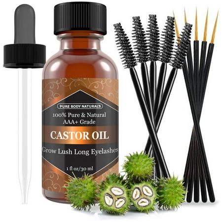 Organic Castor Oil with Applicator Kit for Eyelash & Eyebrow Growth, 1 Fl. (Best Organic Castor Oil For Eyelashes)