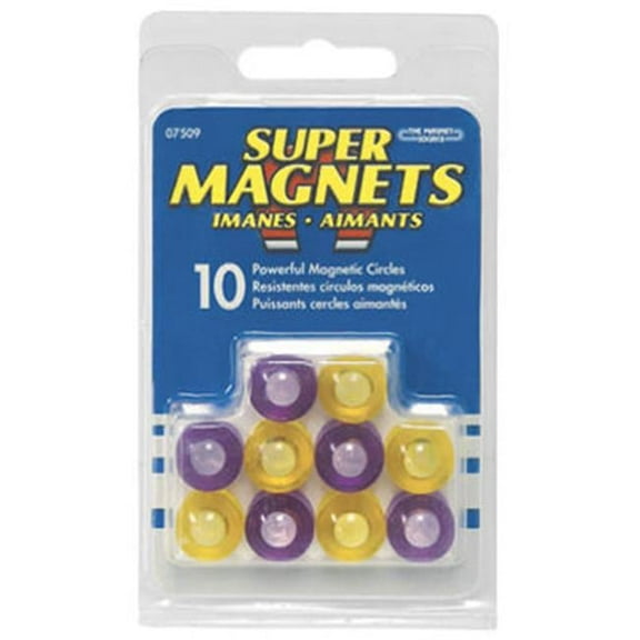 07509 Neodymium Super Magnetic Round Push Pins- Purple & Yellow
