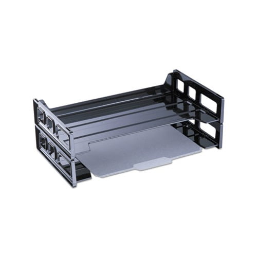 Recycled Plastic Side Load Desk Trays 2 Sections, Legal Size Files, 16.25" x 9" x 2.75", Black