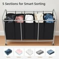 thumbnail image 5 of 5 Section Laundry Sorter, 5 Bins Rolling Separator Laundry Basket, Dirty Clothes Hamper Divider with Heavy Duty Rolling Lockable Wheels, Large Clothes Organizer Cart, Black, 5 of 6
