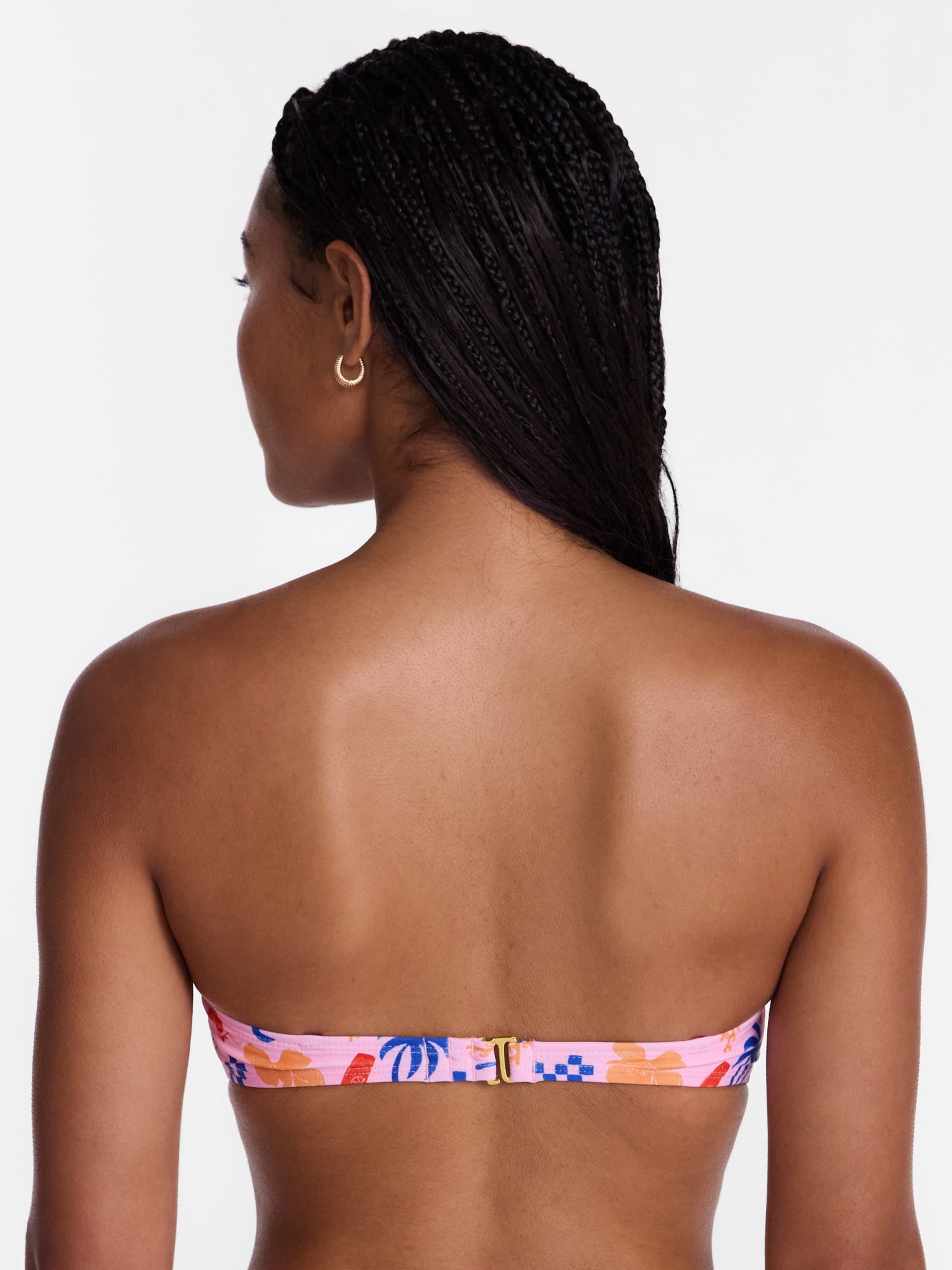 No Boundaries Coastal Print Twist Front Bikini Swim Top, Women's XXS-XXL