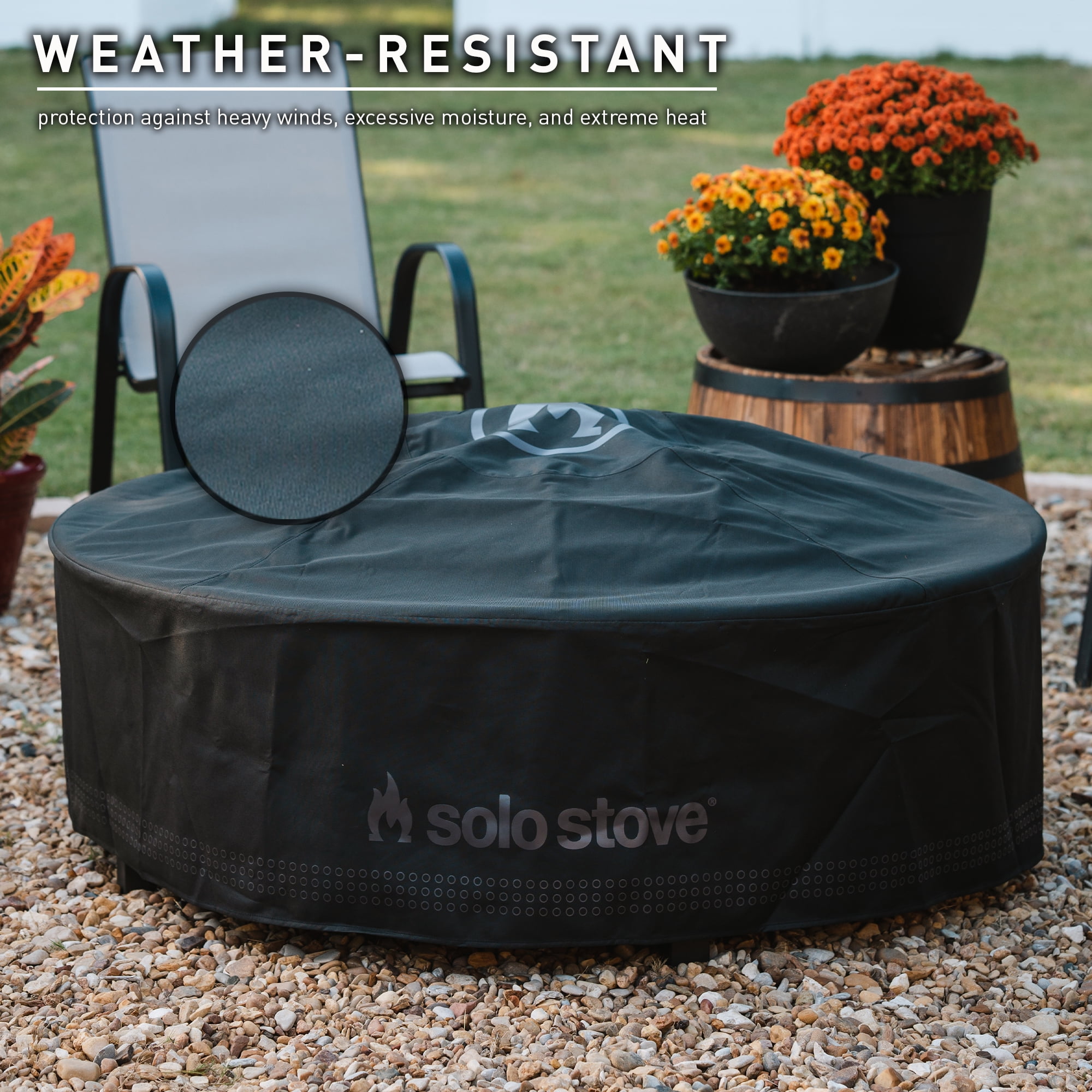 Solo Stove Surround Shelter Small | Protective Cover for Fire Pit Surround Table, Weather-Resistant, Solution Dyed Acrylic/ PVC Backing/ Aluminum Support Stays, Dims (HxDia): 20.8 x 42.5 in, Black