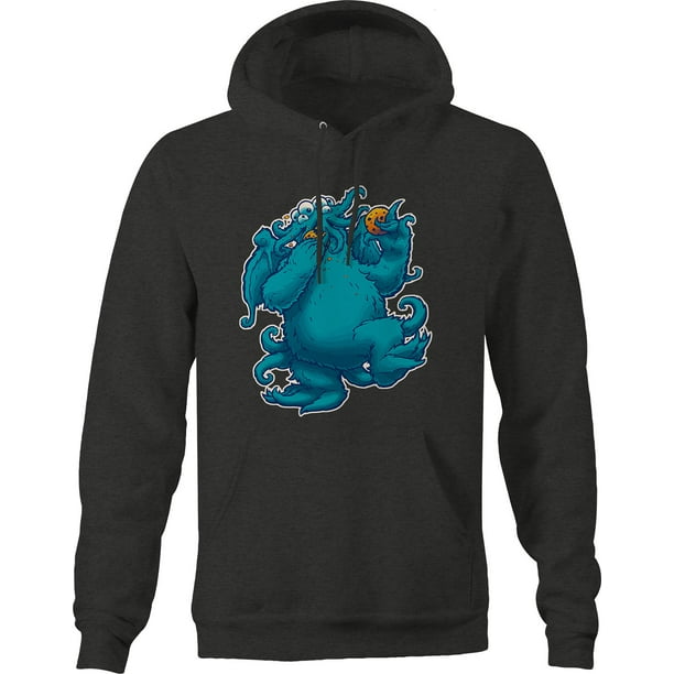 Octopus Cartoon Monster Eating Cookies Mashup Hoodie for Big Men 3XL Dark Grey Octopus Cartoon Monster Eating Cookies Mashup Hoodie for Big Men 3XL Dark Grey