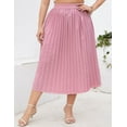 thumbnail image 2 of Women's Plus Size Pleated Skirt Casual Chiffon Elastic Waist Boho Skirts Plus Size Midi Skirts, 2 of 7